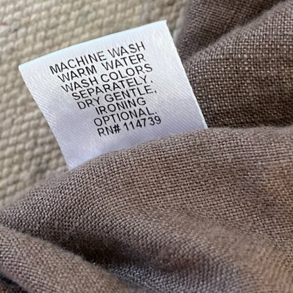 Flax Brown 100% Linen Short Sleeved Bohemian Festival Pop Over Tunic Sz 18-20 - Picture 6 of 8